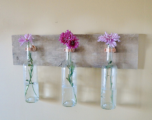 Mothers' Day DIY Gift Ideas from Missouri Wines - Wall Mounted Wine Bottle Vases
