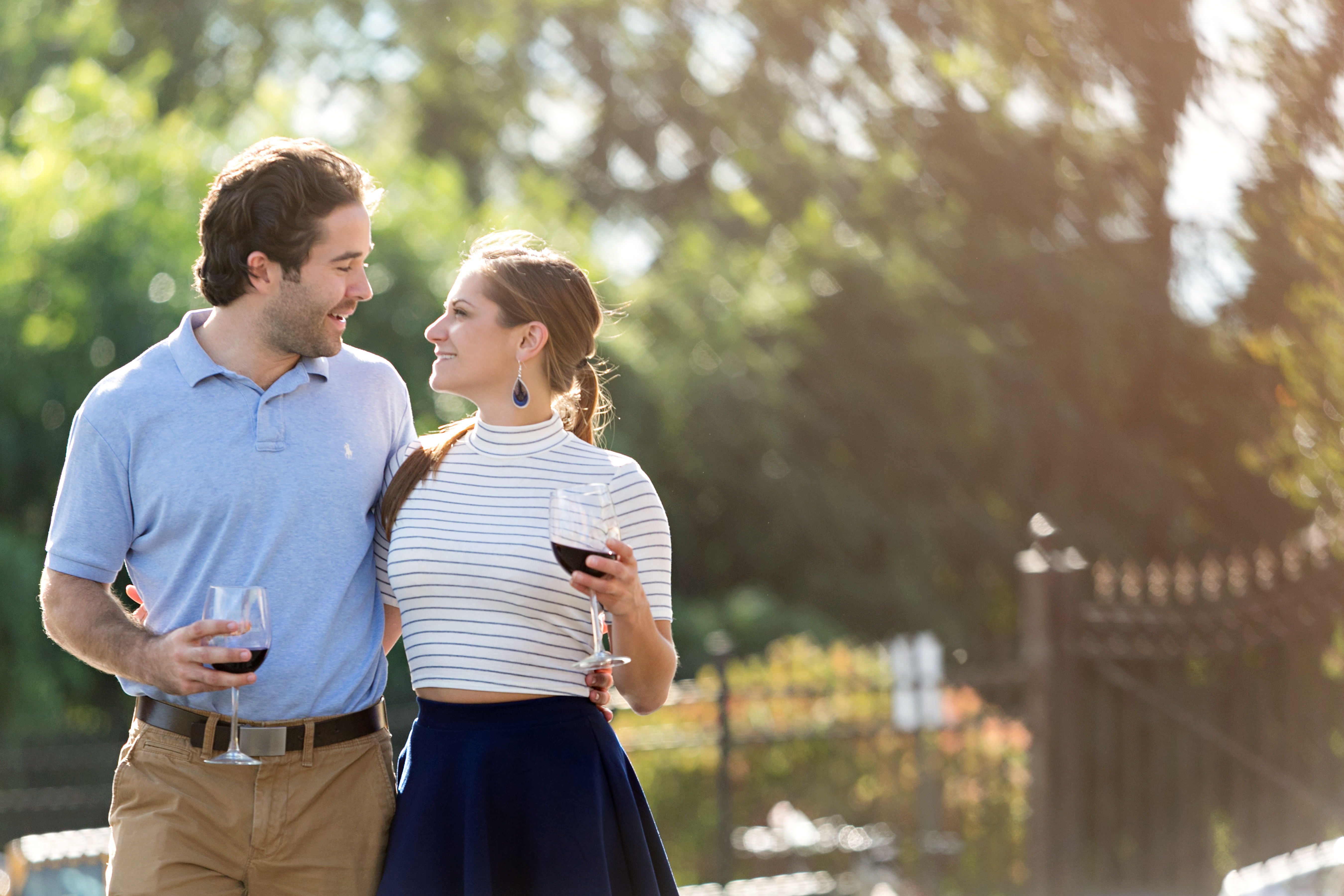 Couple walking at winery