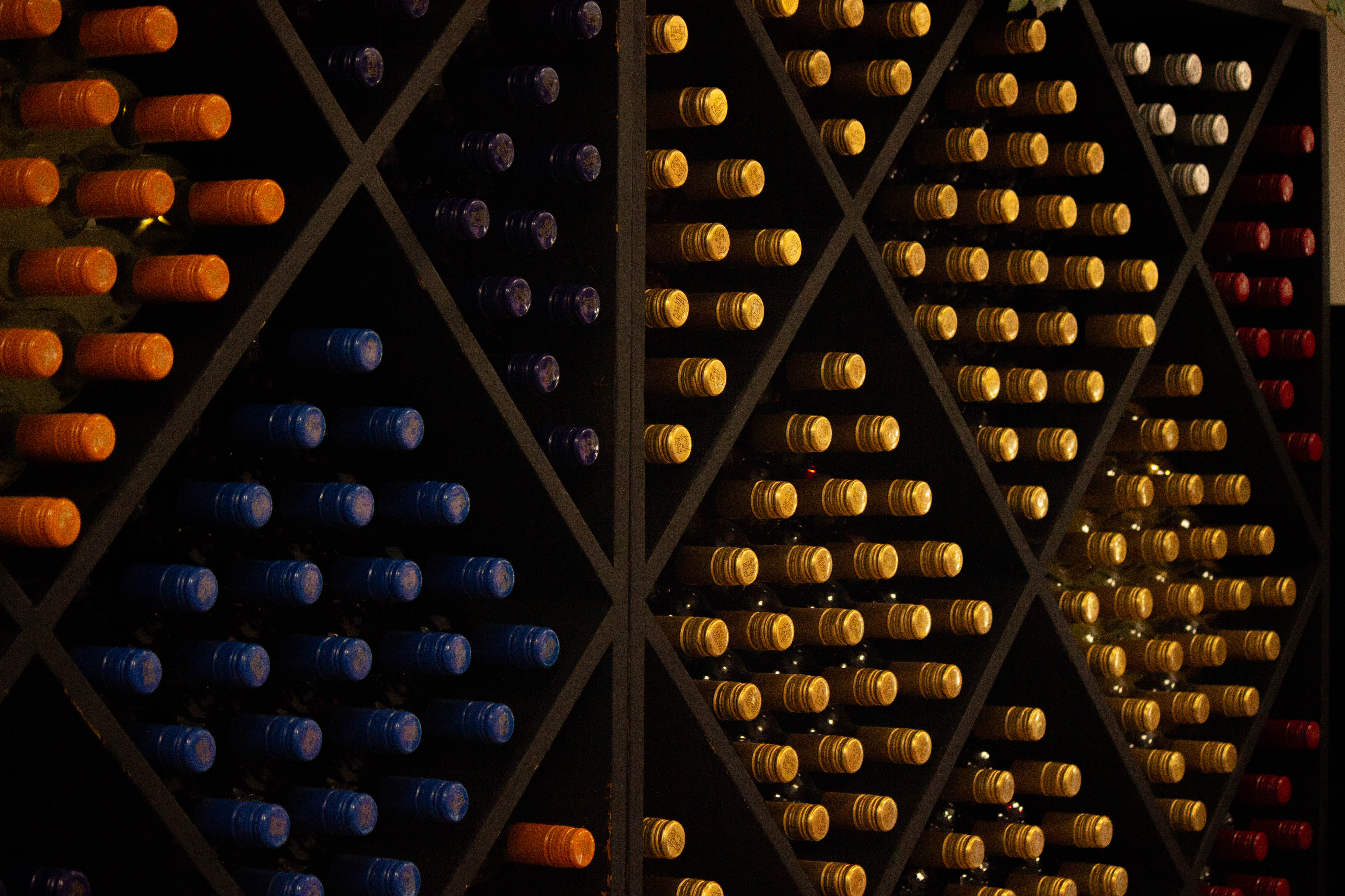 Rack of screw cap wines